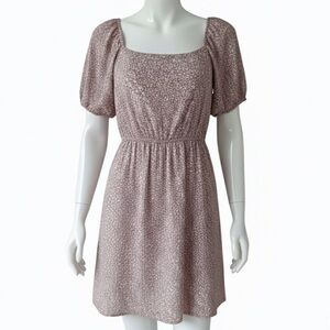 Gilli Floral Puff Sleeve Midi Dress Open Back Pink Size Small